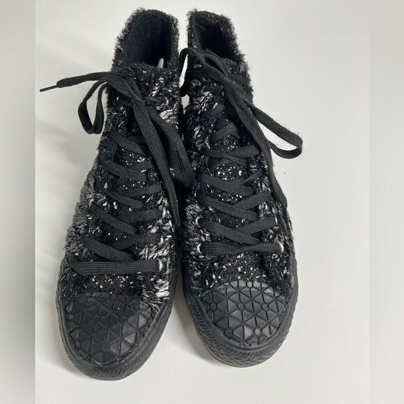 Mono design Black Silver Sequins High Top Lacing winter sneakers size 40EU/9,5US - Picture 8 of 11